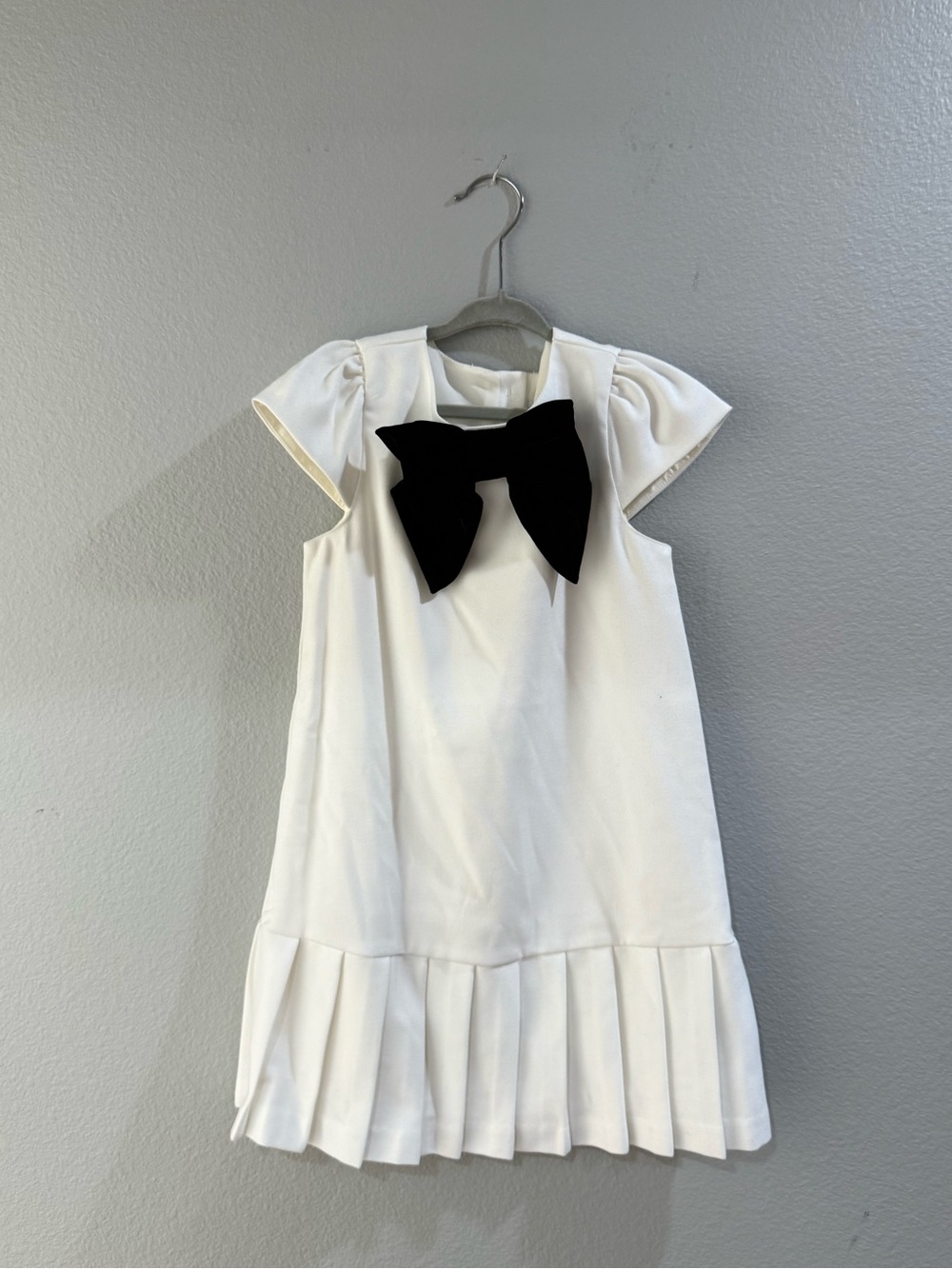 Janie and Jack White Dress with Black Bow Accent